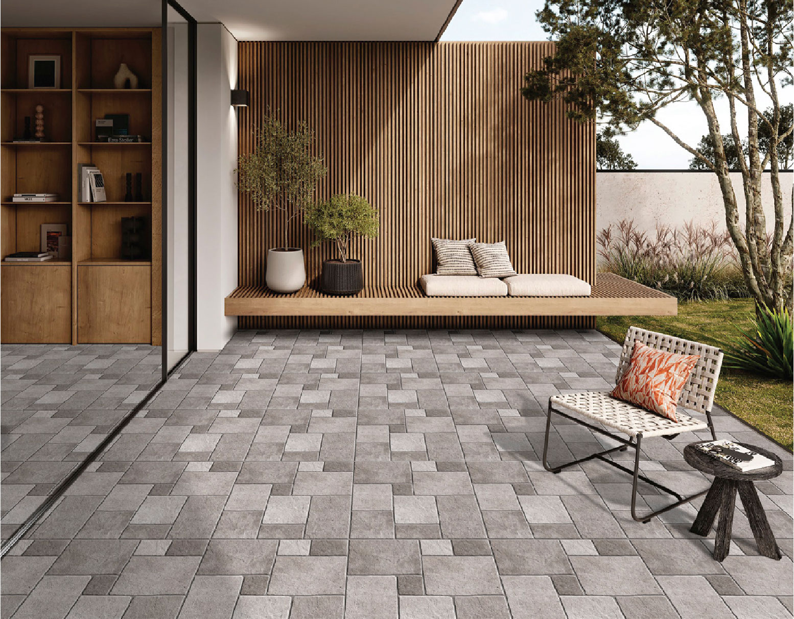Stone look outdoor tiles mockup image