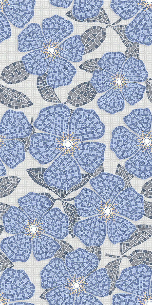 Glossy Finish Fenno Blue Decor GVT 600x1200mm