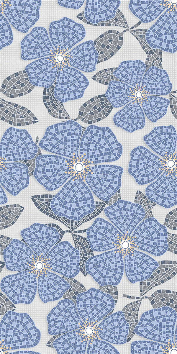 Glossy Finish Fenno Blue Decor GVT 600x1200mm