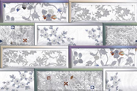 10727-HL 300x450mm Glossy Ceramic tile in a floral, decor look