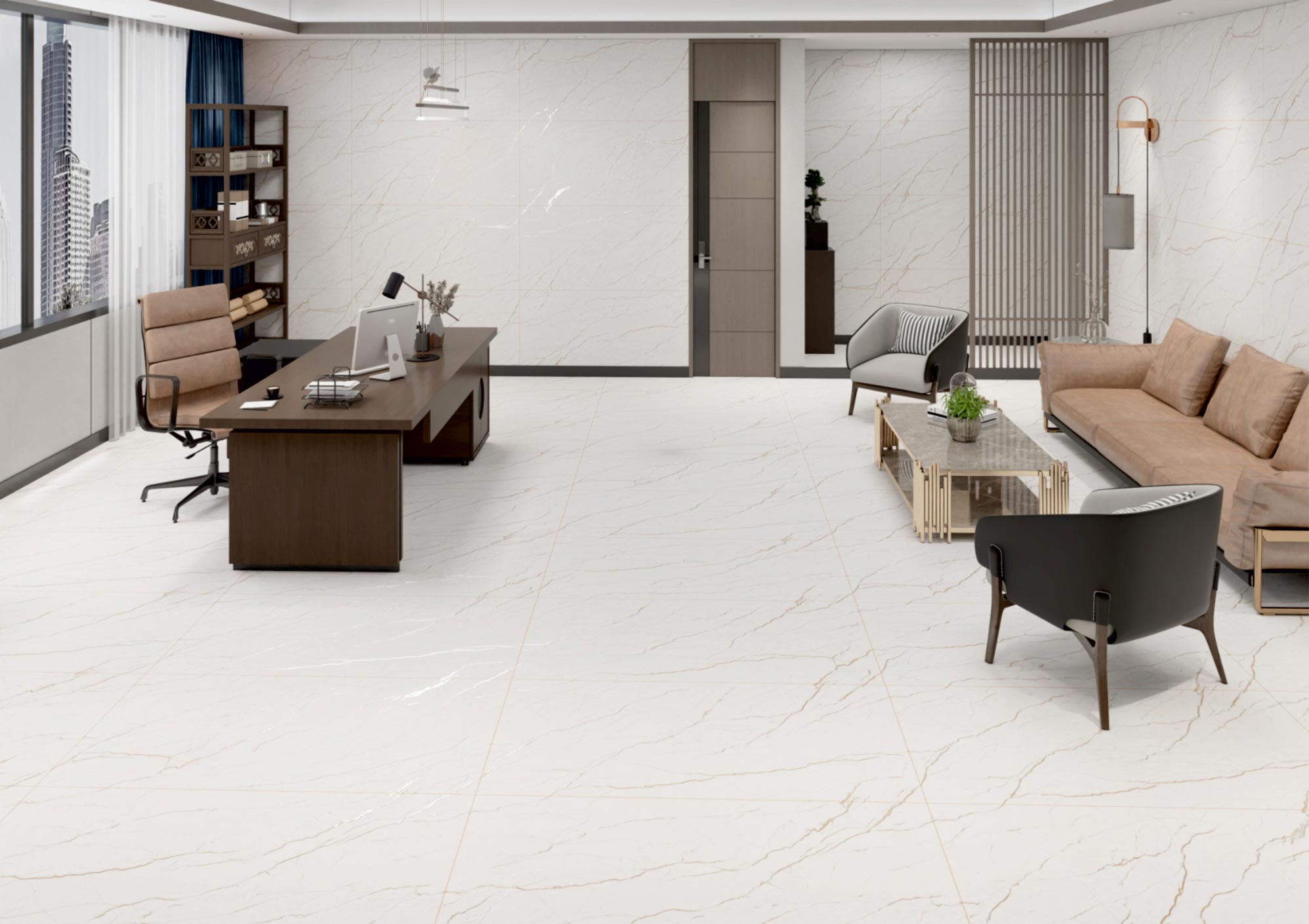 RECEPTION MOCKUP IN VITRIFIED TILES MORBI