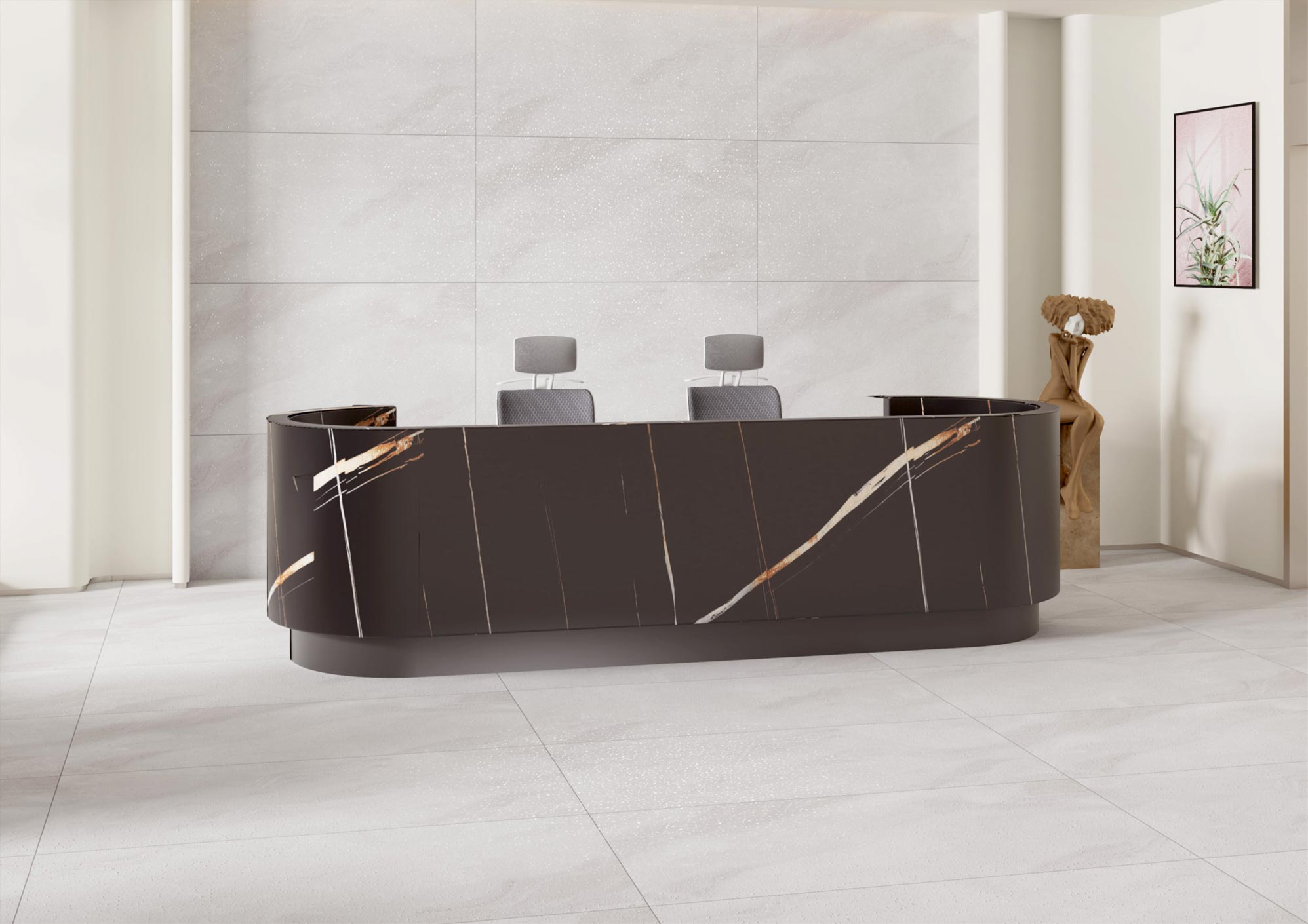 RECEPTION MOCKUP IN VITRIFIED TILES MORBI